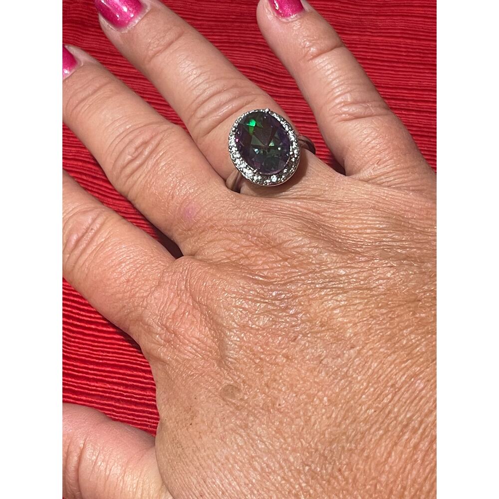 Vintage‎ Blue Topaz Silver Ring Center Blue Topaz Gemstone size 9.5 - Picture 9 of 9